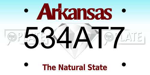 534AT7 Arkansas License Plate