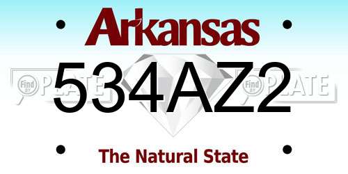 534AZ2 Arkansas License Plate