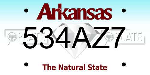 534AZ7 Arkansas License Plate