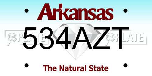 534AZT Arkansas License Plate