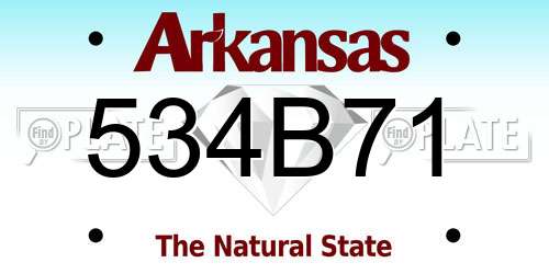 534B71 Arkansas License Plate