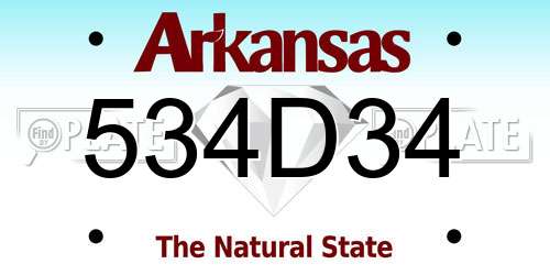 534D34 Arkansas License Plate