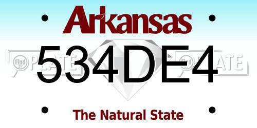 534DE4 Arkansas License Plate
