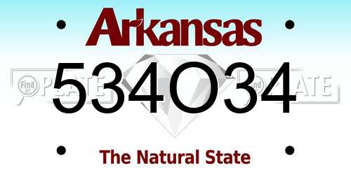534O34 Arkansas License Plate