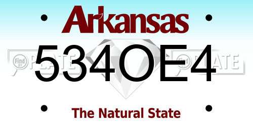 534OE4 Arkansas License Plate