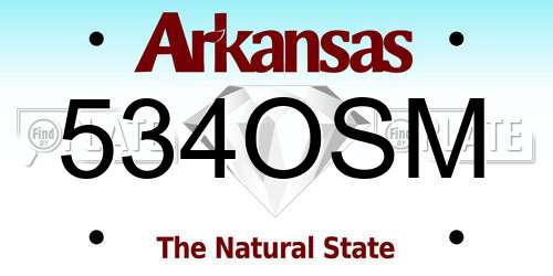 534OSM Arkansas License Plate
