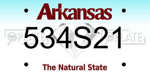 534S21 Arkansas License Plate
