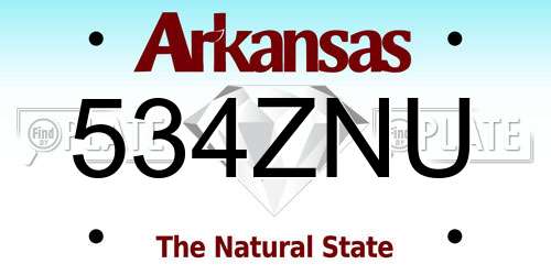 534ZNU Arkansas License Plate