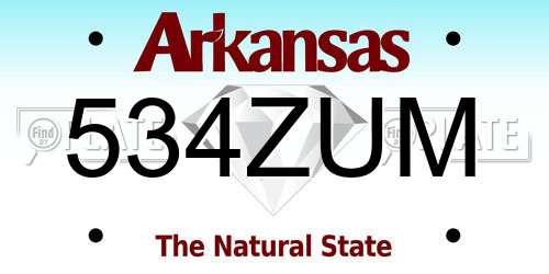 534ZUM Arkansas License Plate
