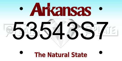 53543S7 Arkansas License Plate