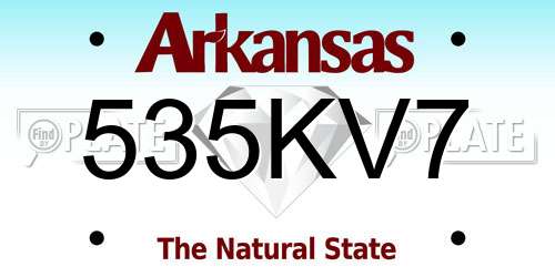 535KV7 Arkansas License Plate