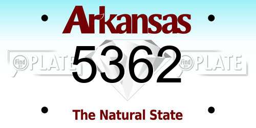 5362 Arkansas License Plate