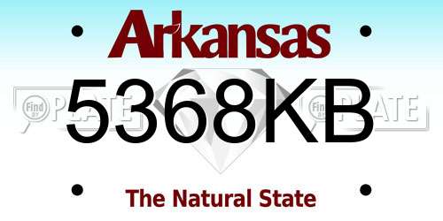 5368KB Arkansas License Plate
