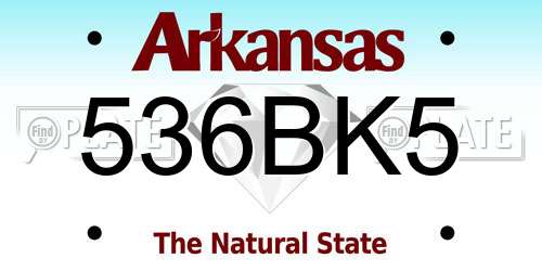 536BK5 Arkansas License Plate