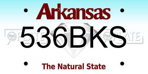 536BKS Arkansas License Plate
