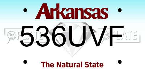 536UVF Arkansas License Plate