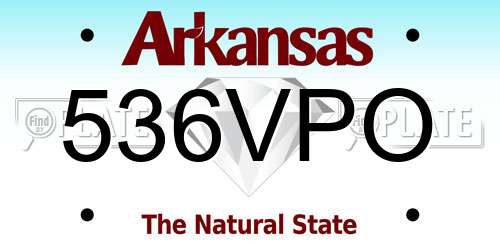 536VPO Arkansas License Plate