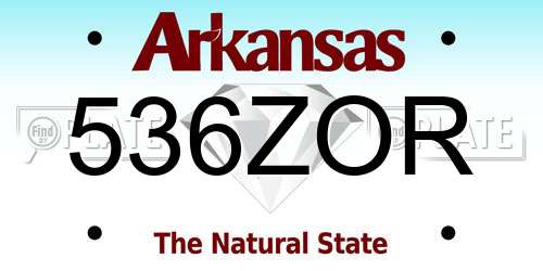 536ZOR Arkansas License Plate