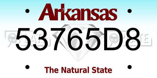 53765D8 Arkansas License Plate