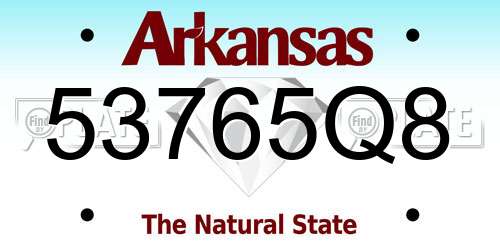 53765Q8 Arkansas License Plate