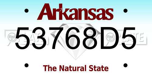 53768D5 Arkansas License Plate