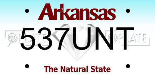 537UNT Arkansas License Plate