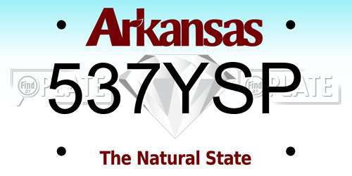 537YSP Arkansas License Plate