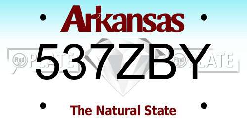 537ZBY Arkansas License Plate