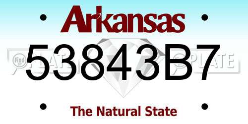 53843B7 Arkansas License Plate