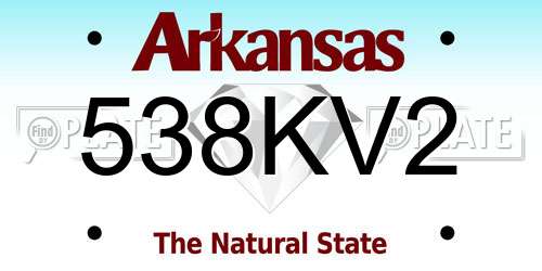 538KV2 Arkansas License Plate