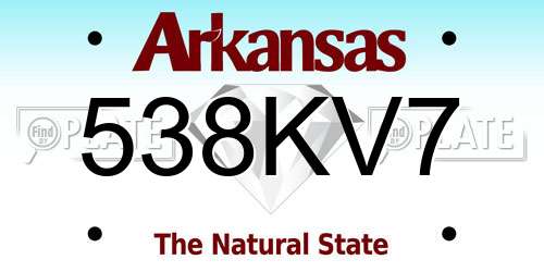 538KV7 Arkansas License Plate