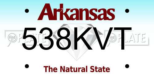 538KVT Arkansas License Plate