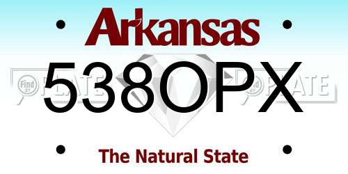 538OPX Arkansas License Plate