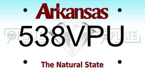 538VPU Arkansas License Plate
