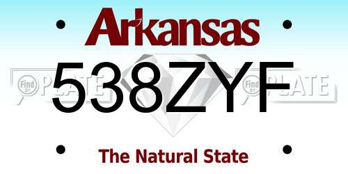 538ZYF Arkansas License Plate