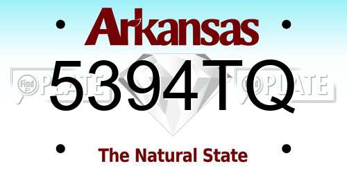 5394TQ Arkansas License Plate