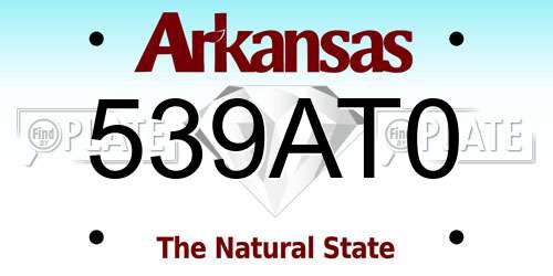 539AT0 Arkansas License Plate