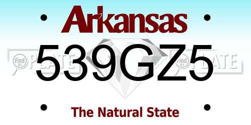 539GZ5 Arkansas License Plate