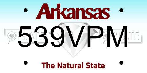 539VPM Arkansas License Plate