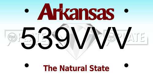539VVV Arkansas License Plate