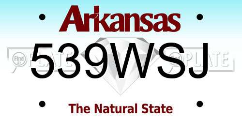 539WSJ Arkansas License Plate