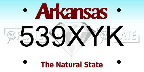 539XYK Arkansas License Plate