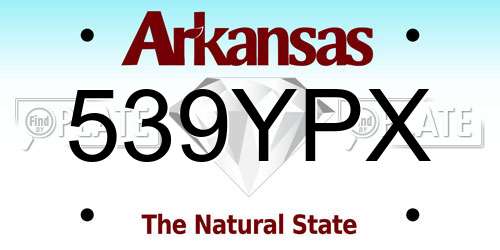 539YPX Arkansas License Plate