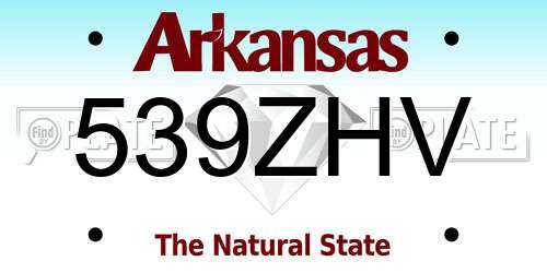 539ZHV Arkansas License Plate
