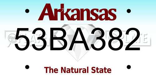 53BA382 Arkansas License Plate
