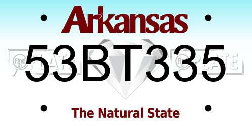 53BT335 Arkansas License Plate
