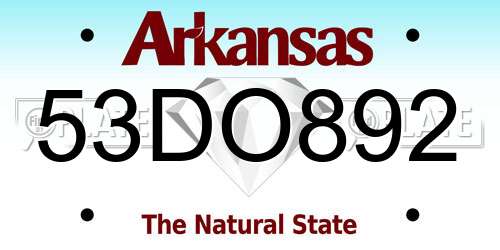 53DO892 Arkansas License Plate
