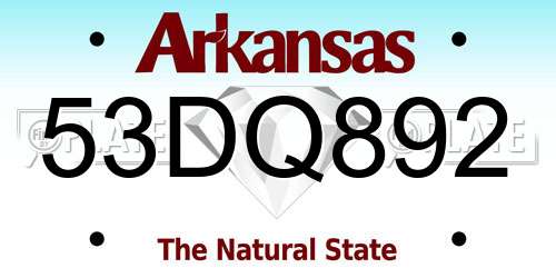 53DQ892 Arkansas License Plate