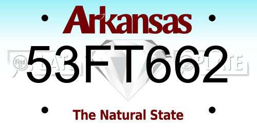 53FT662 Arkansas License Plate