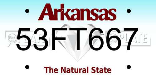 53FT667 Arkansas License Plate